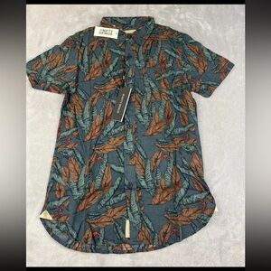 Nifty genius mens short sleeve tropical button up shirt size XS